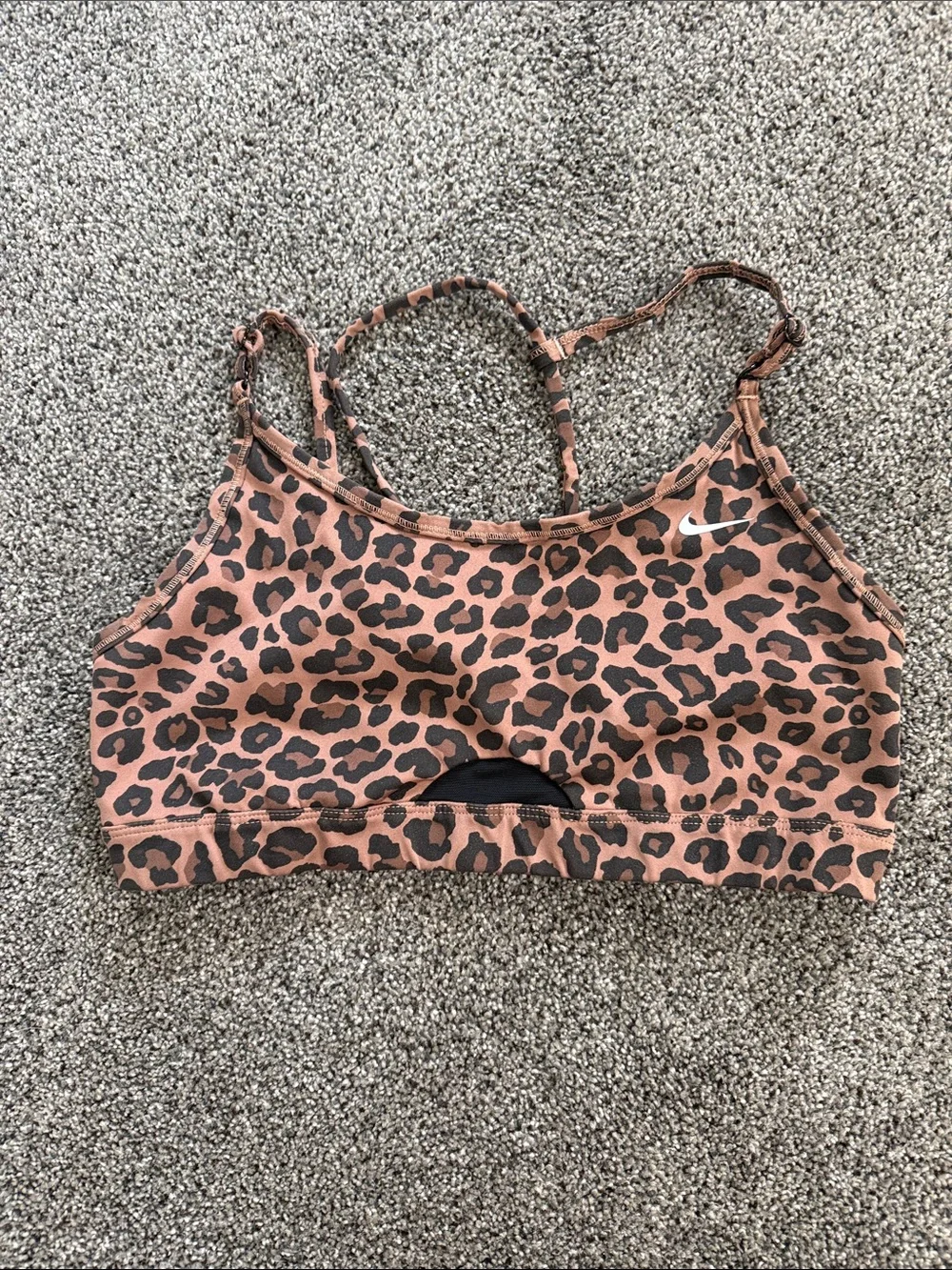 Nike Leopard Print Strappy Sports Bra - Brown/Black